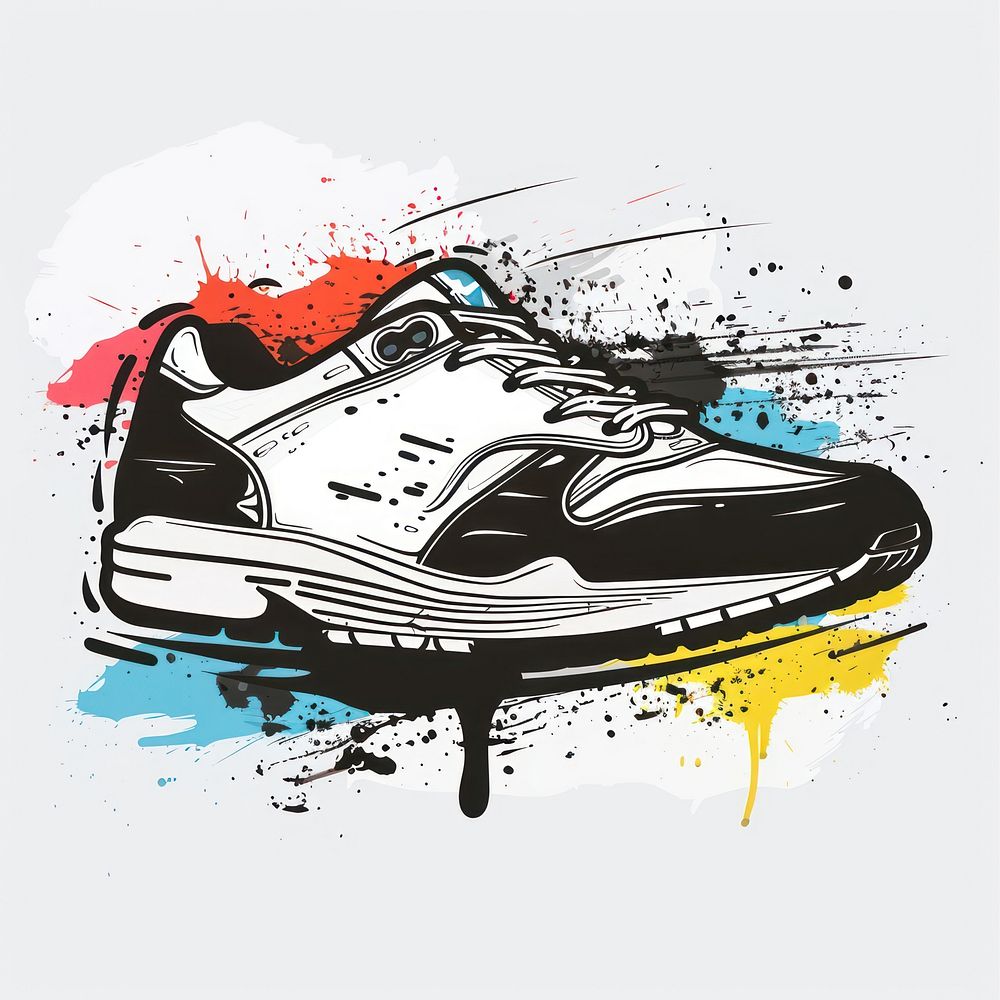 Graffiti sneaker shape line art clothing footwear.