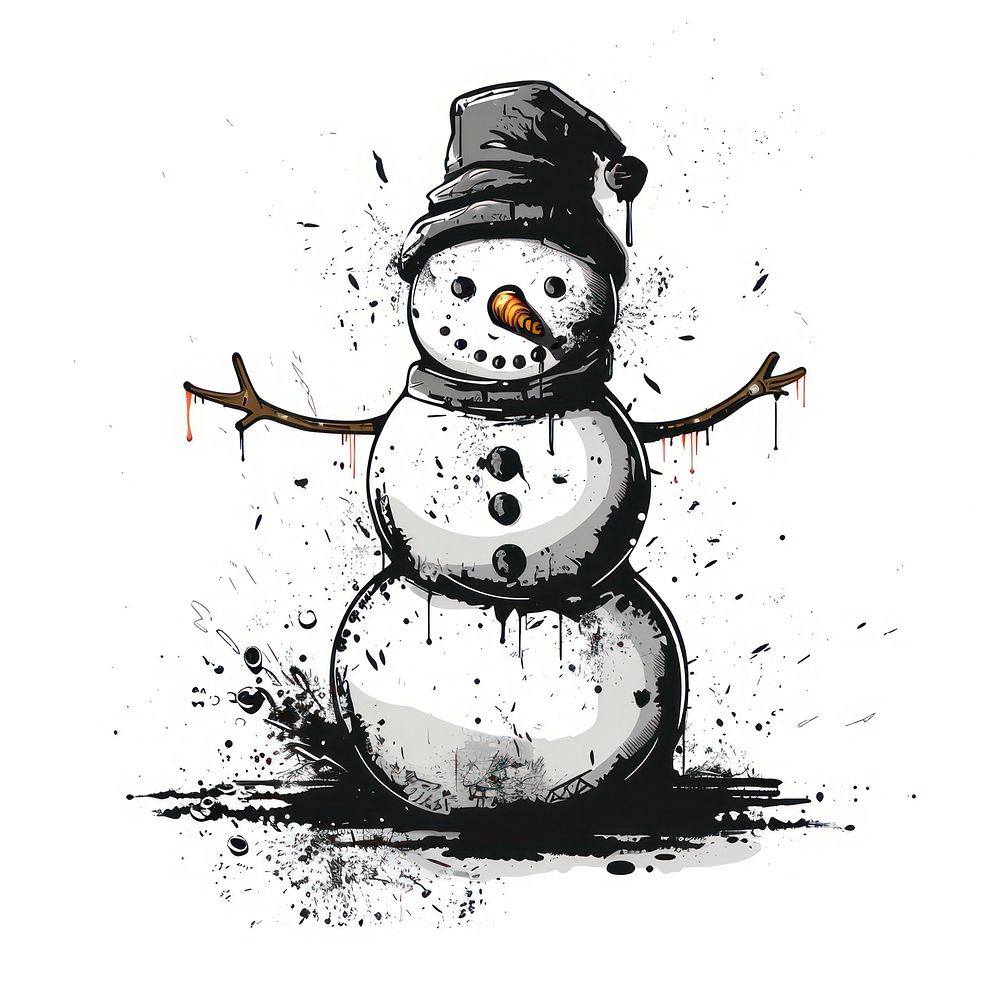 Graffiti snowman outdoors nature winter.