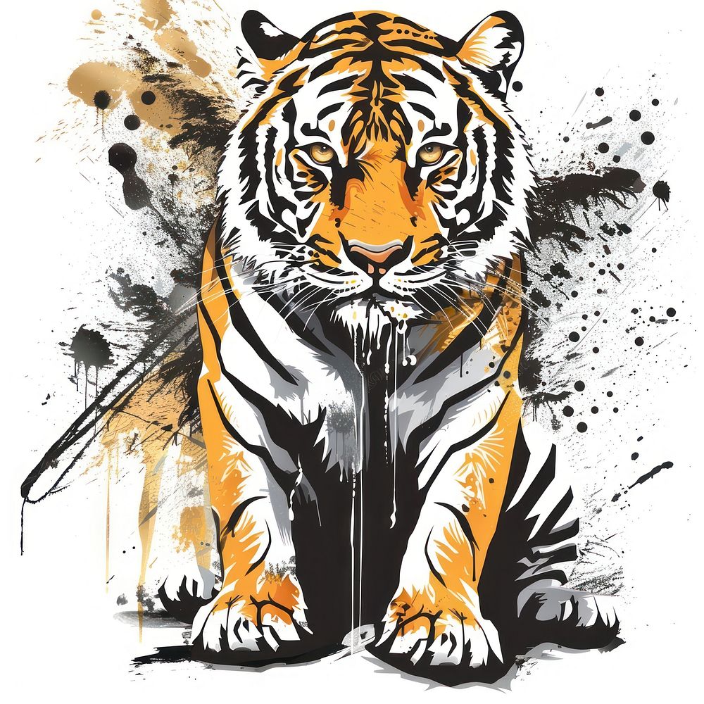Graffiti tiger cartoon wildlife animal mammal.