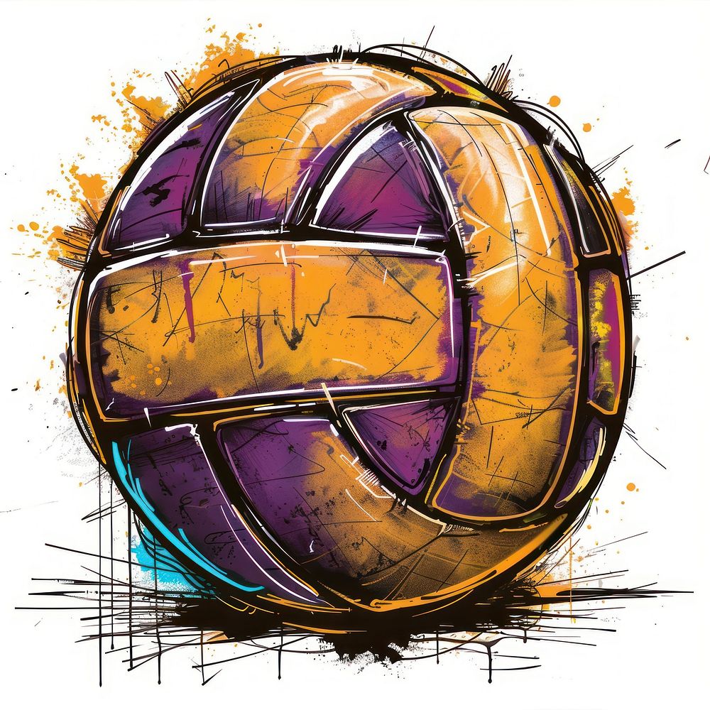 Graffiti volleyball art illustrated jacuzzi.