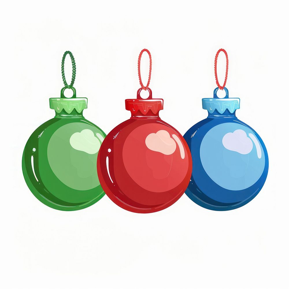 Christmas ornament ball green red white background.