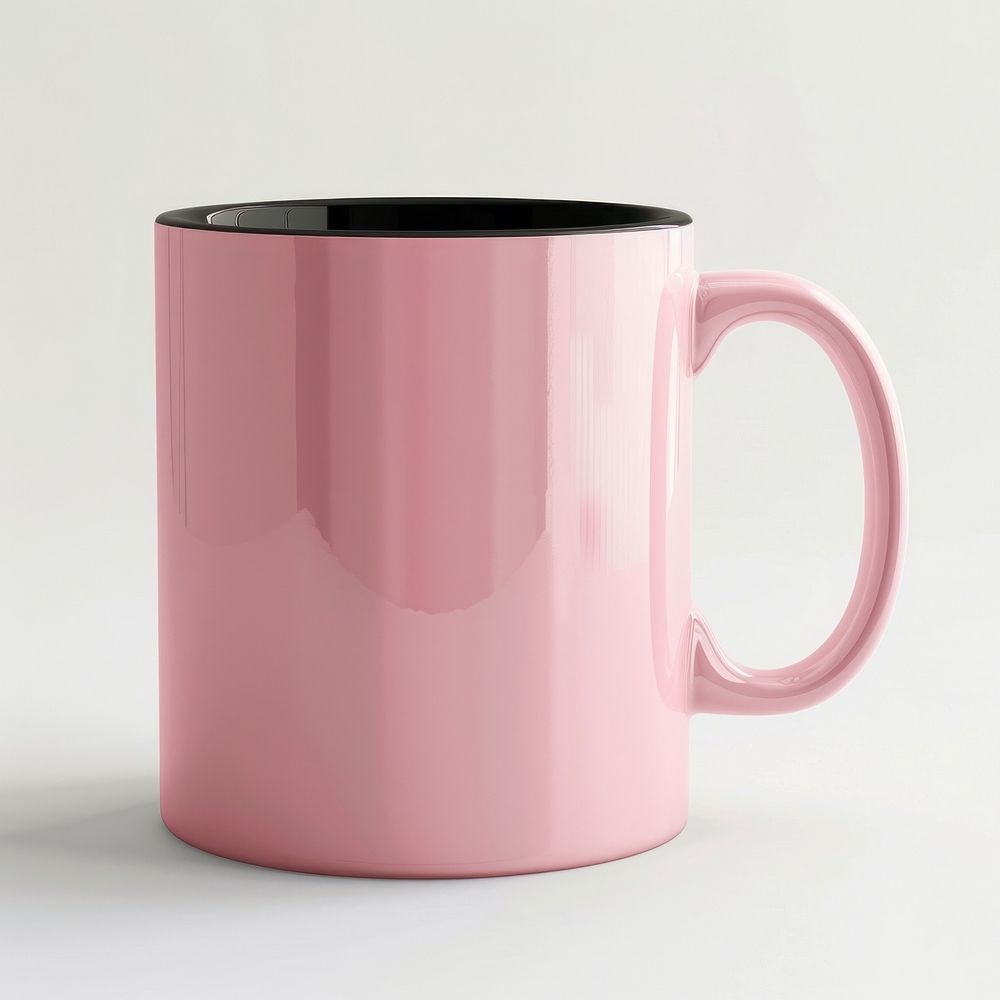 Mock up mug pink coffee drink cup.