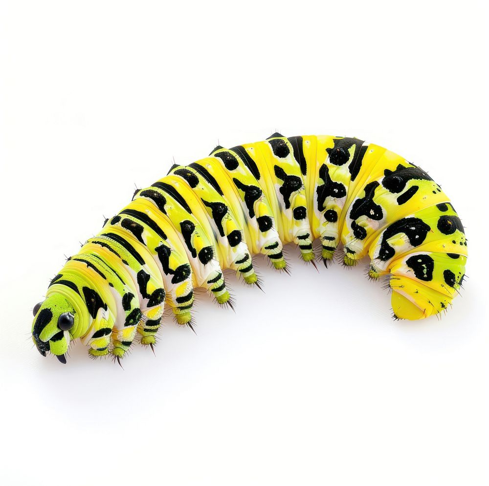 Swallow tail butterfly caterpillar animal insect white background.