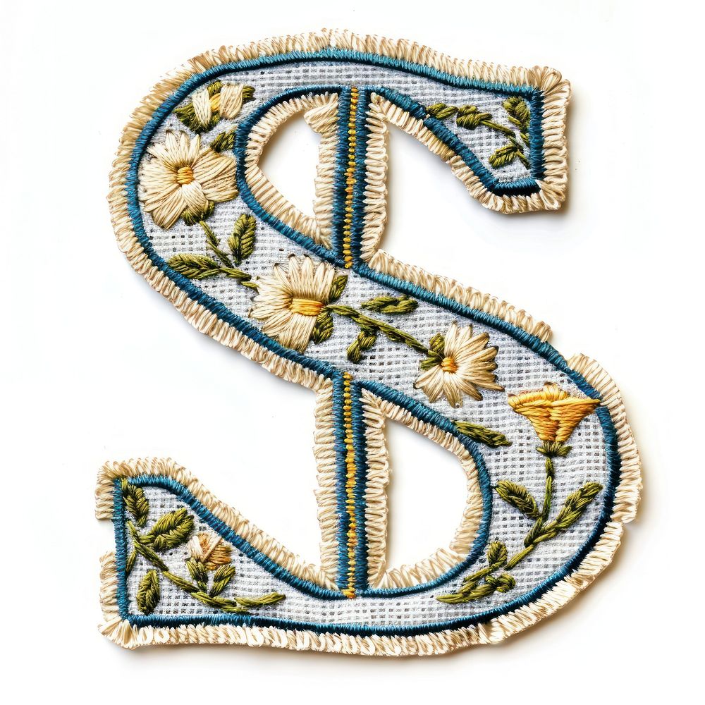 Dollar sign embroidery pattern symbol.