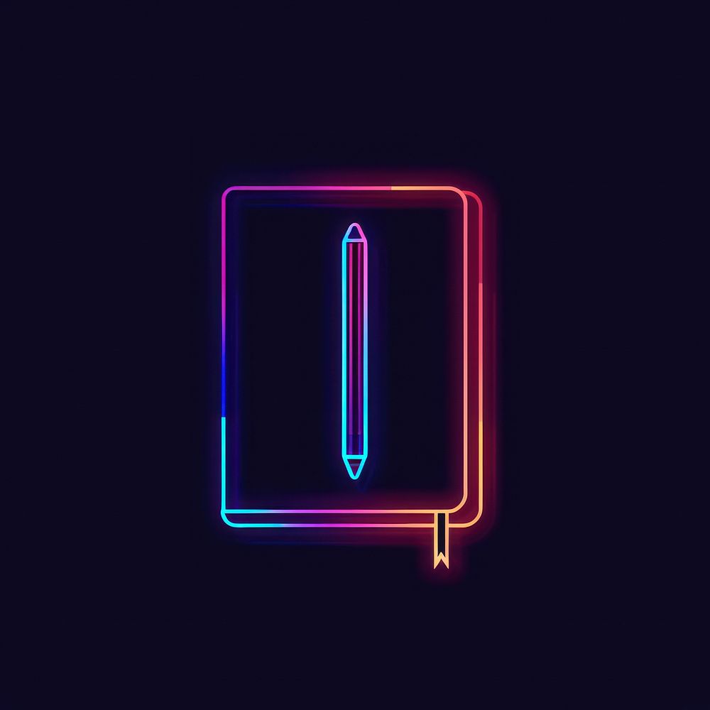 Notebook neon purple light.