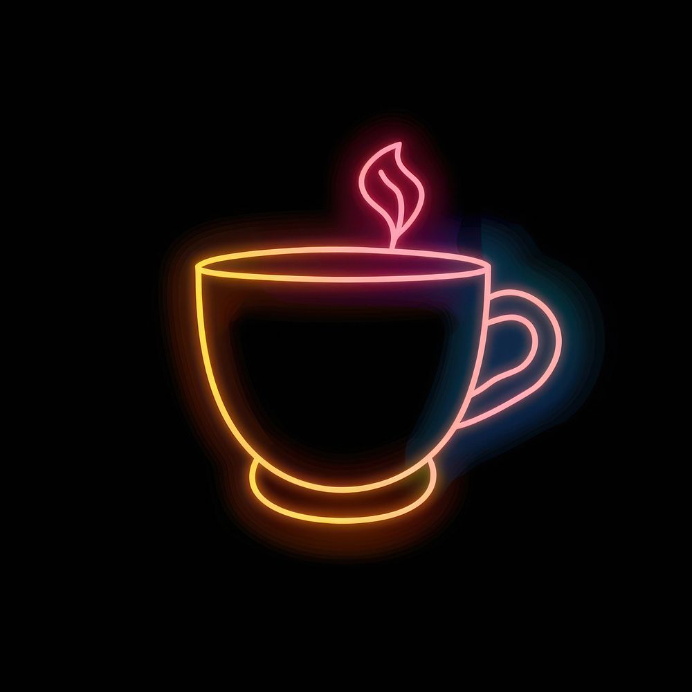 Cup of tea neon beverage lighting.