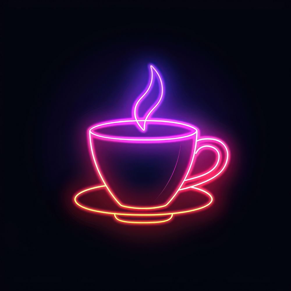 Cup of tea neon astronomy lighting.