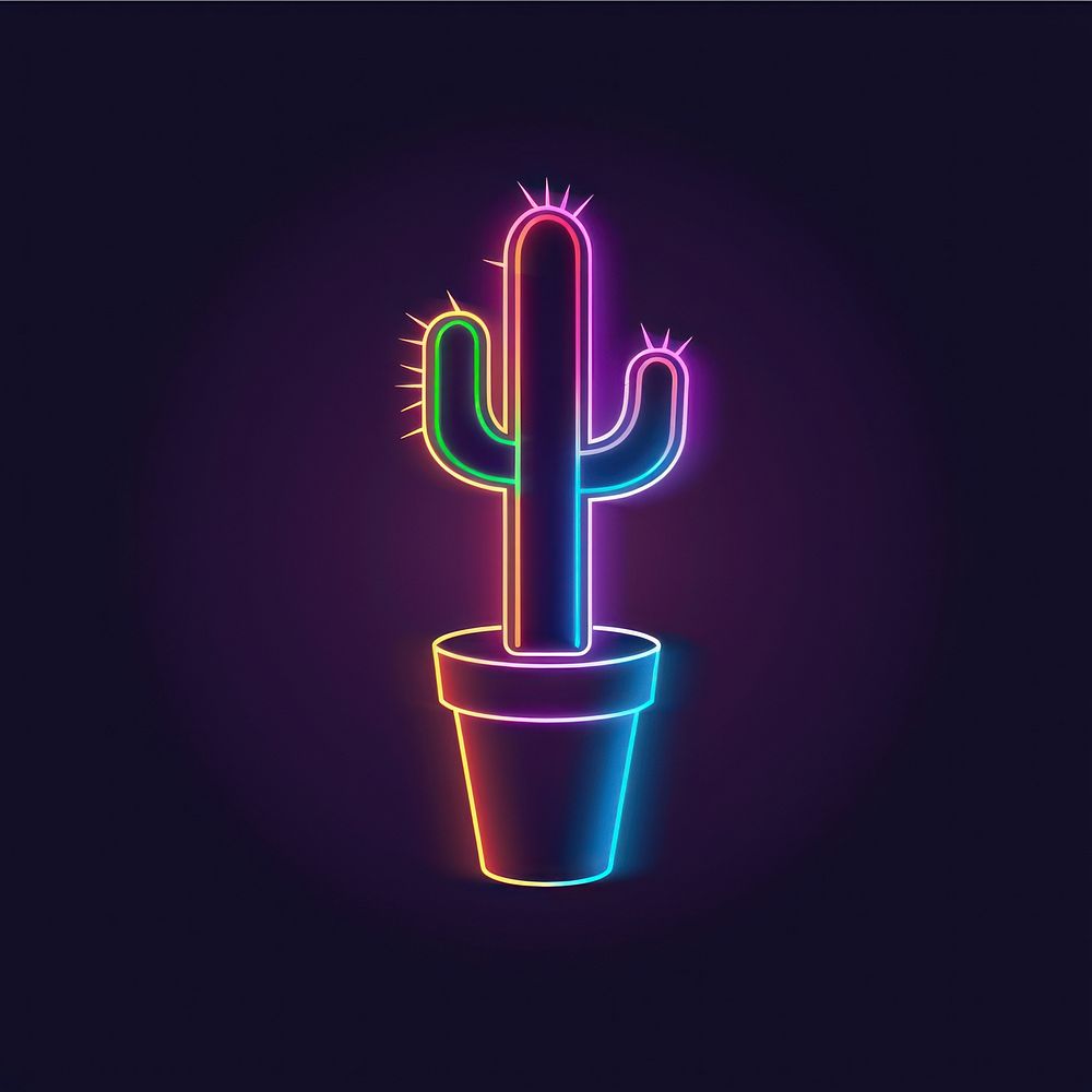 Cactus neon lighting purple.