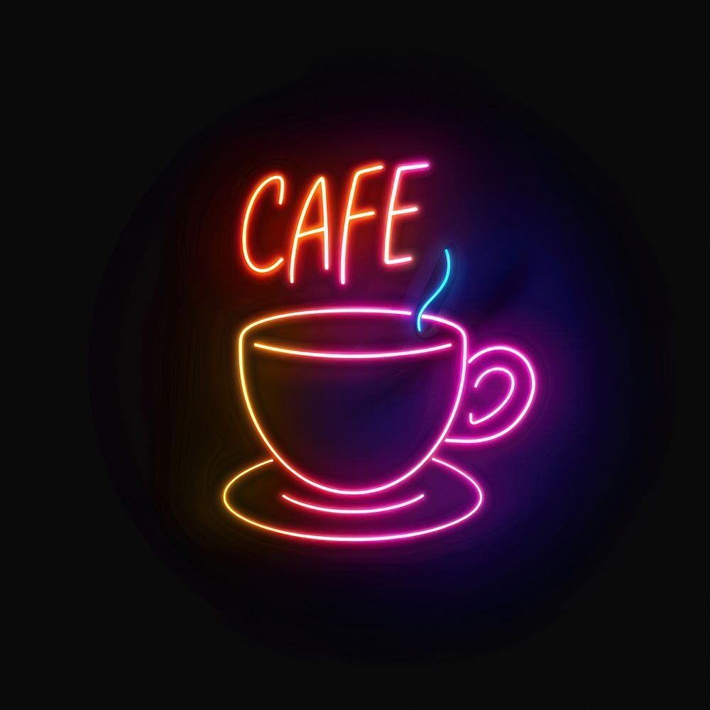 Cafe neon beverage coffee.
