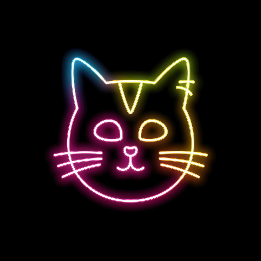 Cat neon light line.