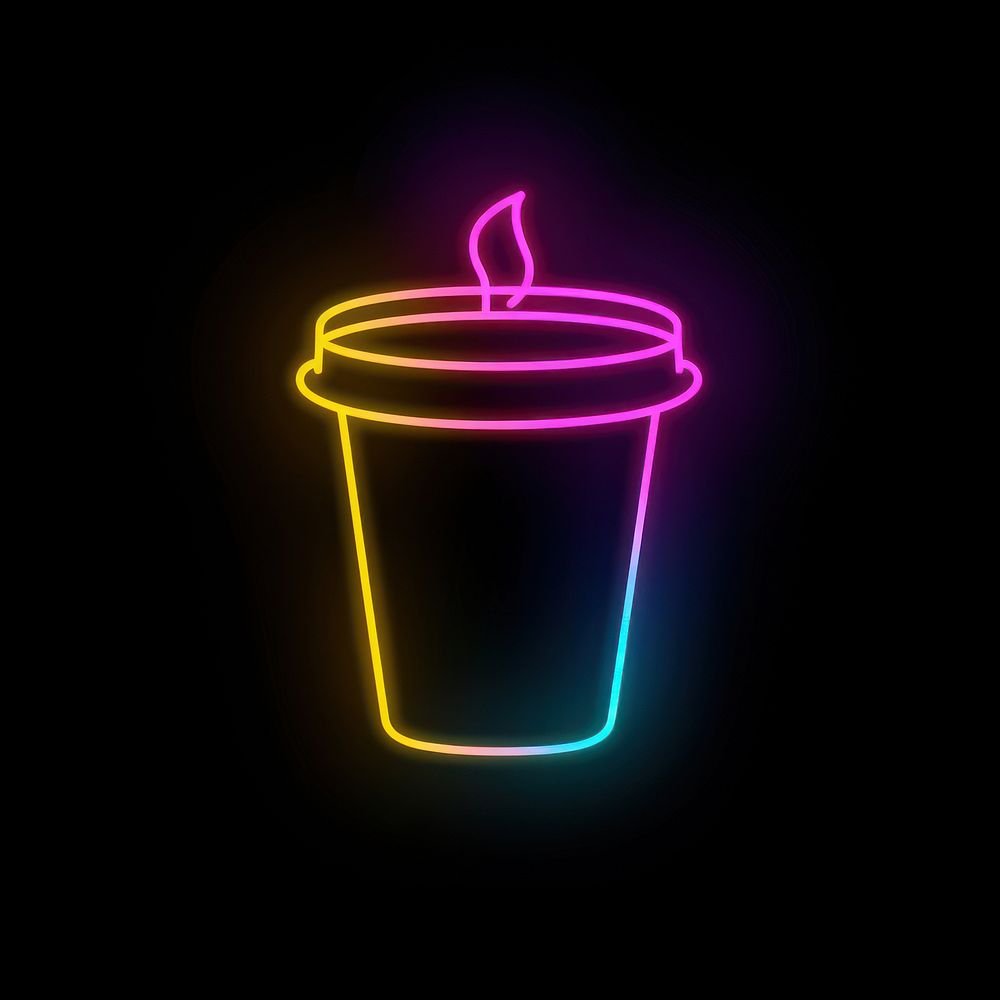 Coffee paper cup neon lighting.