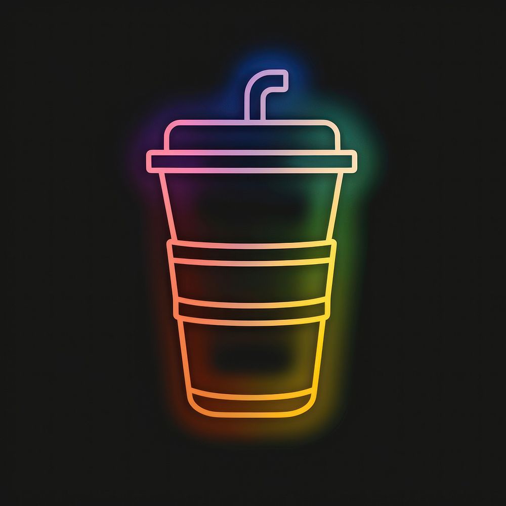 Coffee paper cup neon light mug.