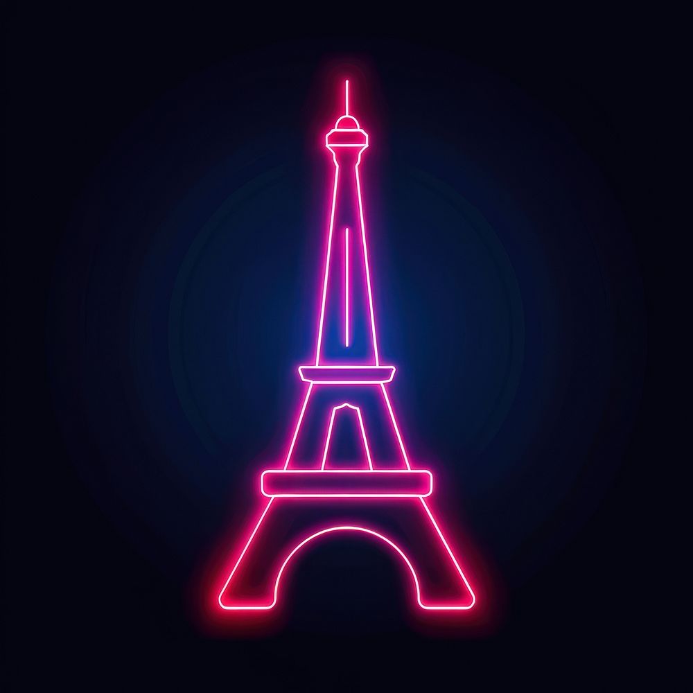 Eiffel tower neon lighting line.