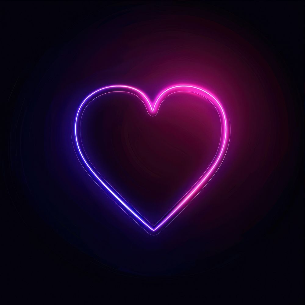 Heart neon symbol light.