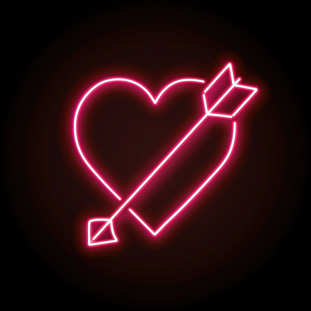 Heart with arrow neon astronomy outdoors.