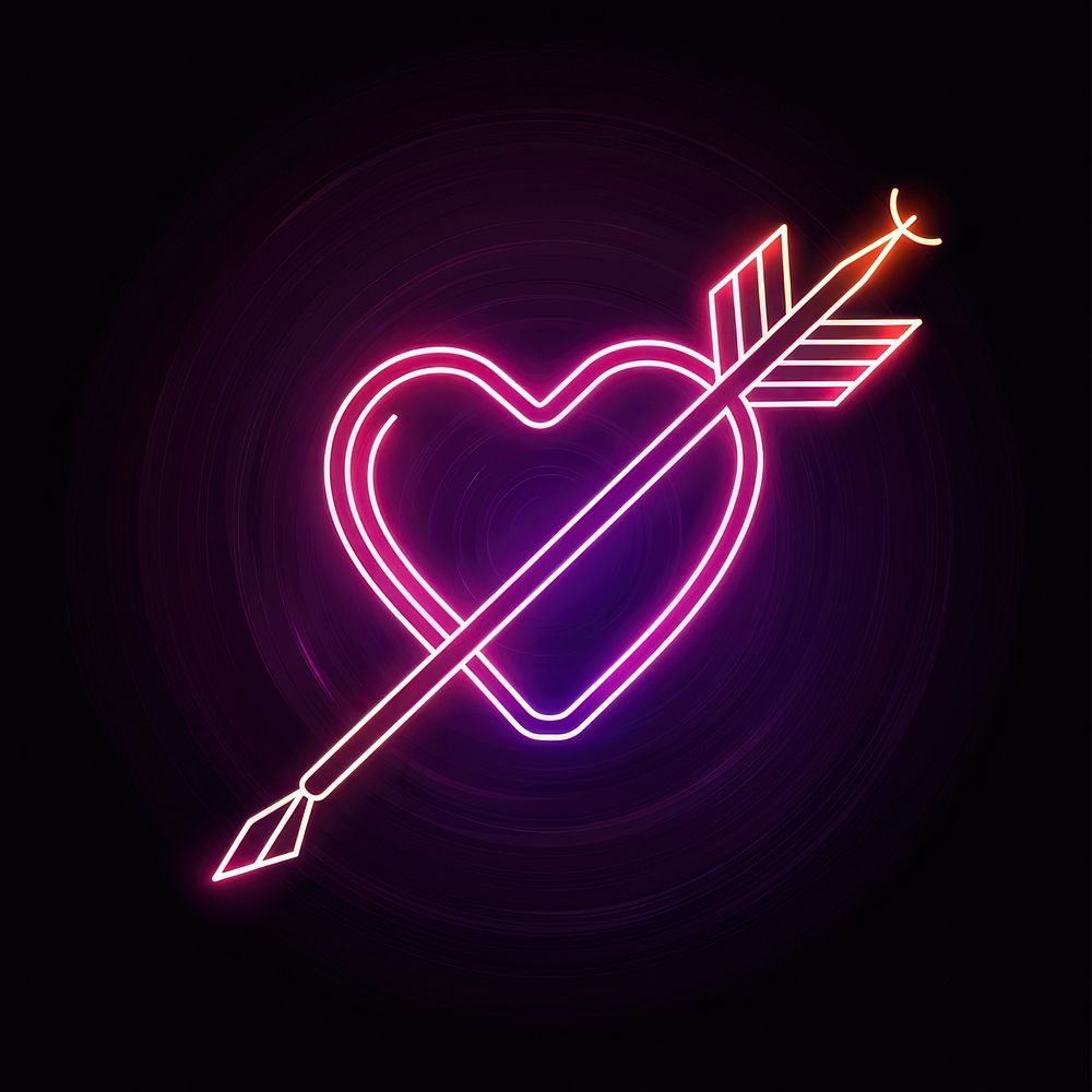 Heart with arrow neon chandelier weaponry.