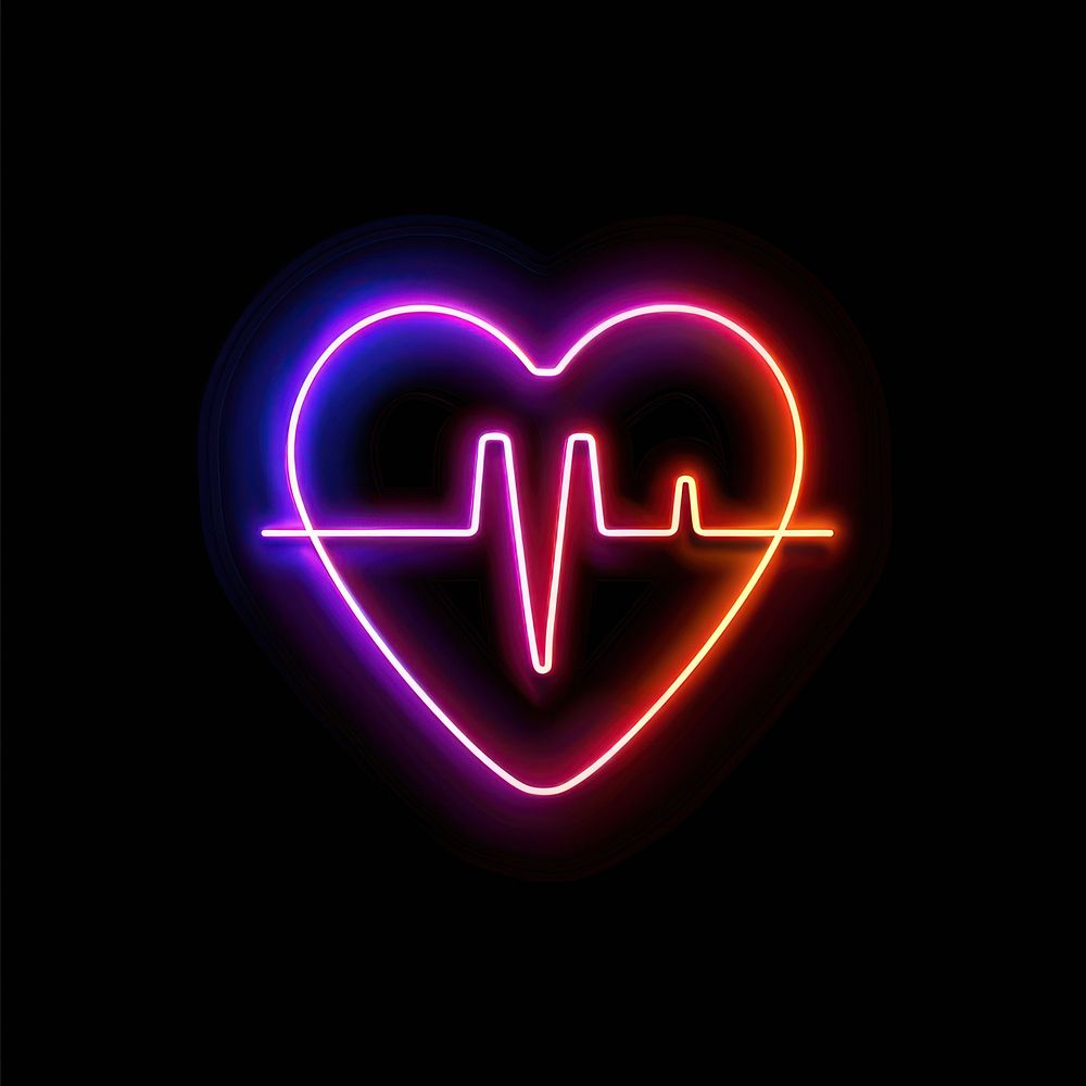 Heart with pulse neon astronomy lighting.