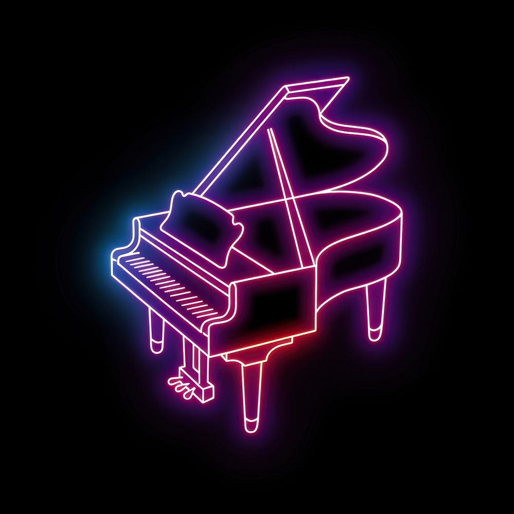 Piano neon lighting purple.