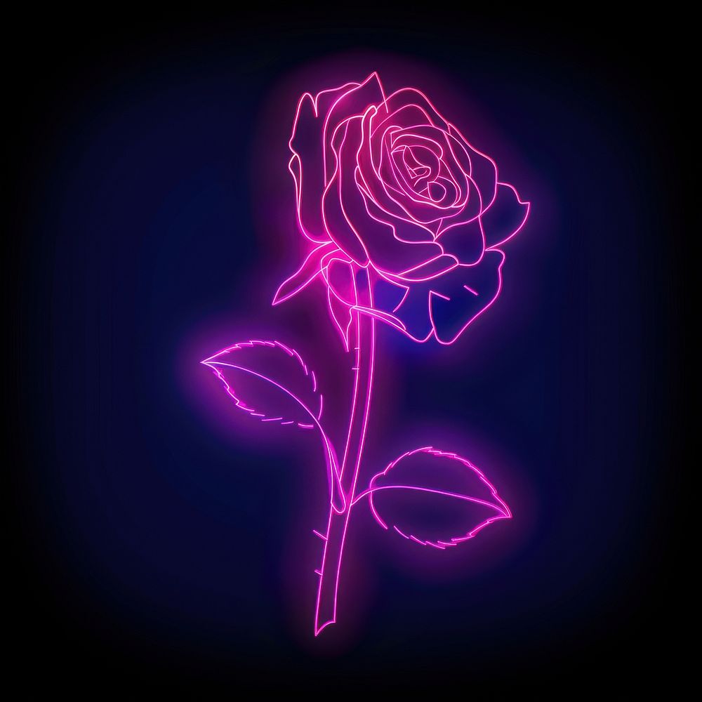 Rose without stem neon astronomy lighting.