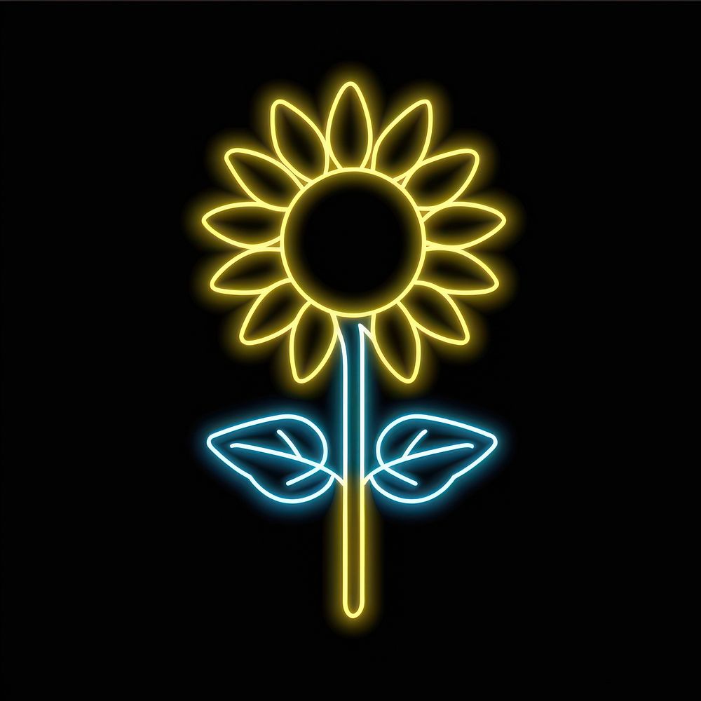 Sunflower neon lighting. | Premium Photo Illustration - rawpixel