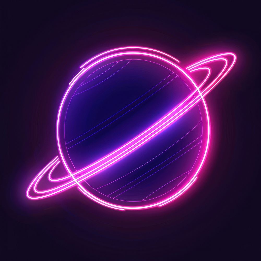Saturn neon astronomy purple.