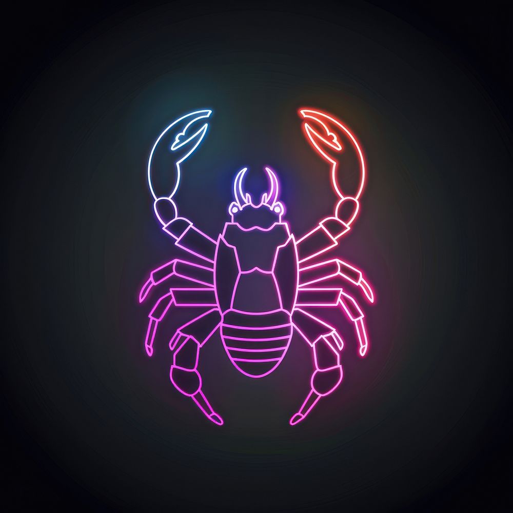 Scorpius zodiac symbol neon purple animal.