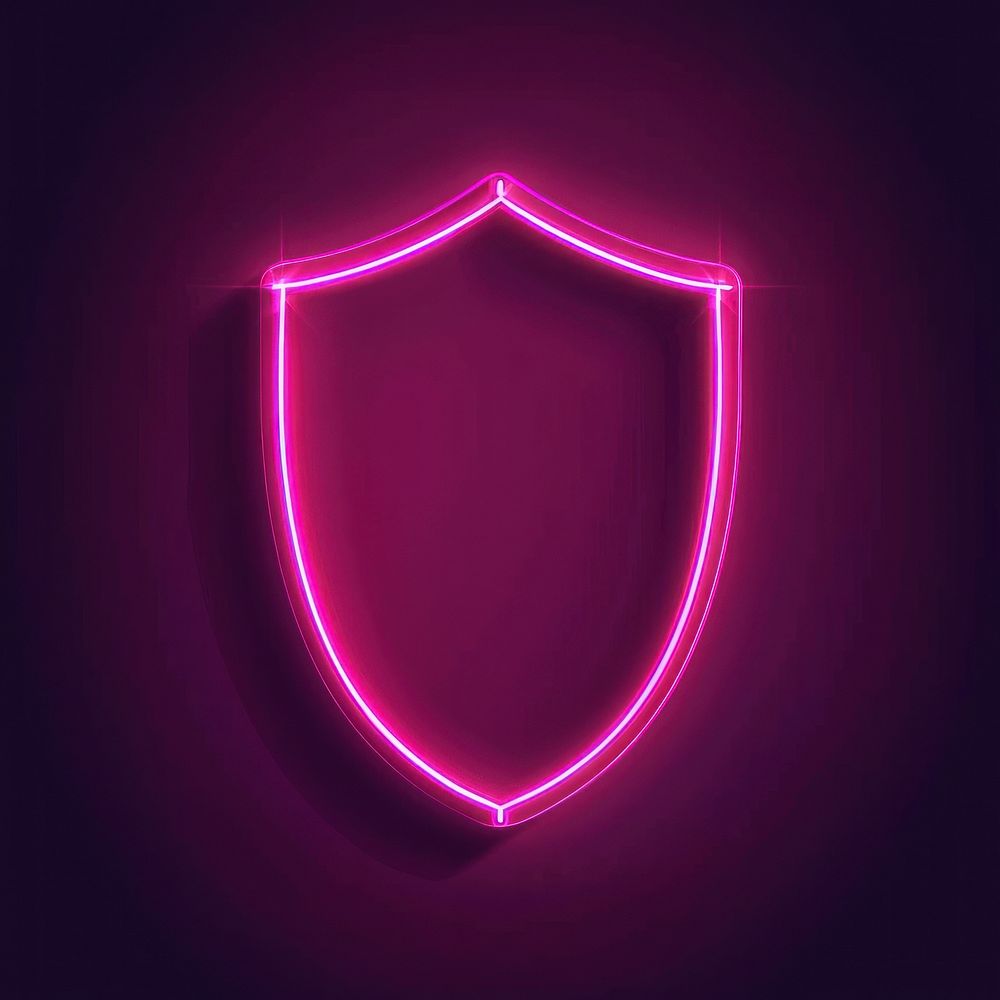 Shield cyber security icon purple light armor.