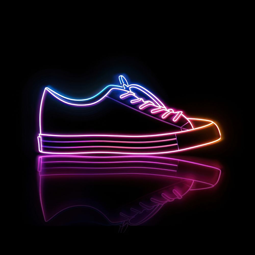 Shoes neon purple light.
