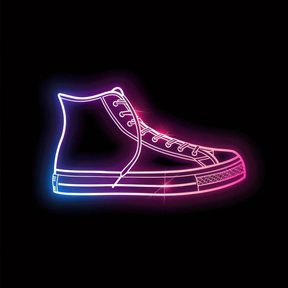 Shoes neon blackboard lighting.