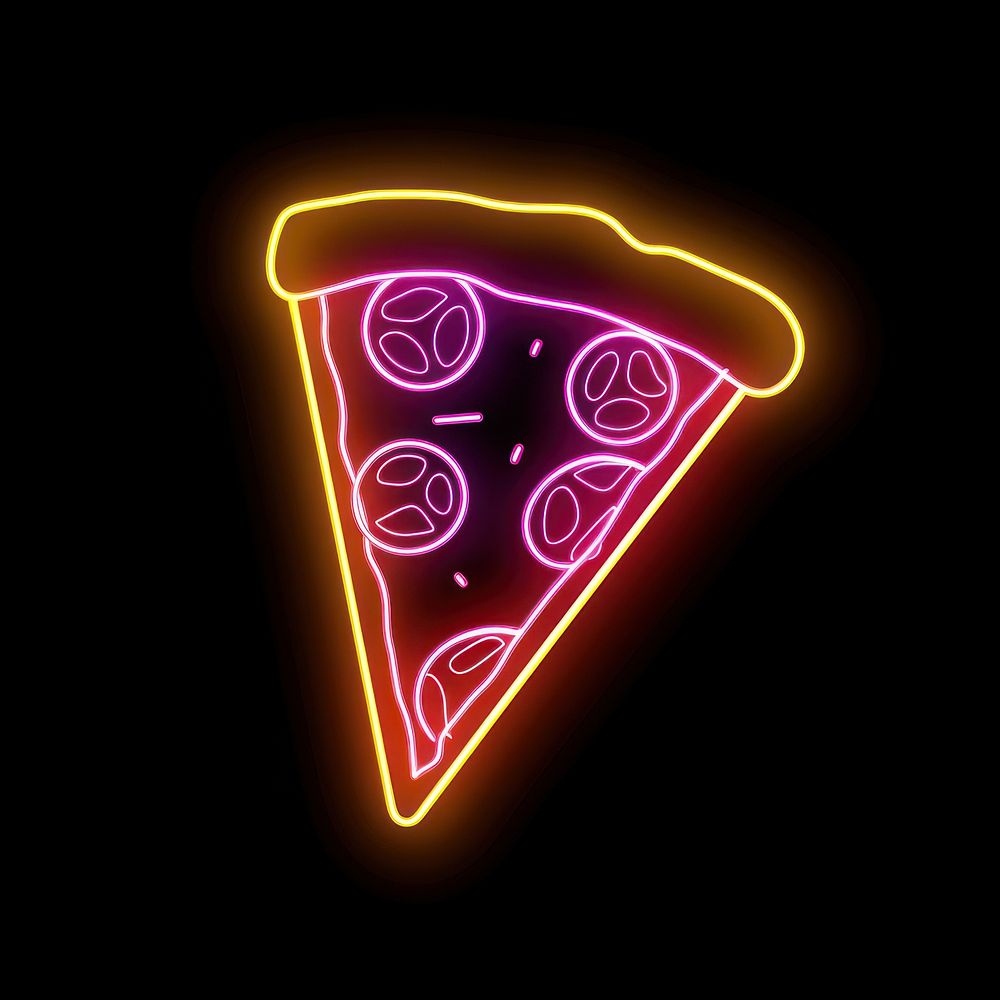 Slice of pizza neon lighting disk.