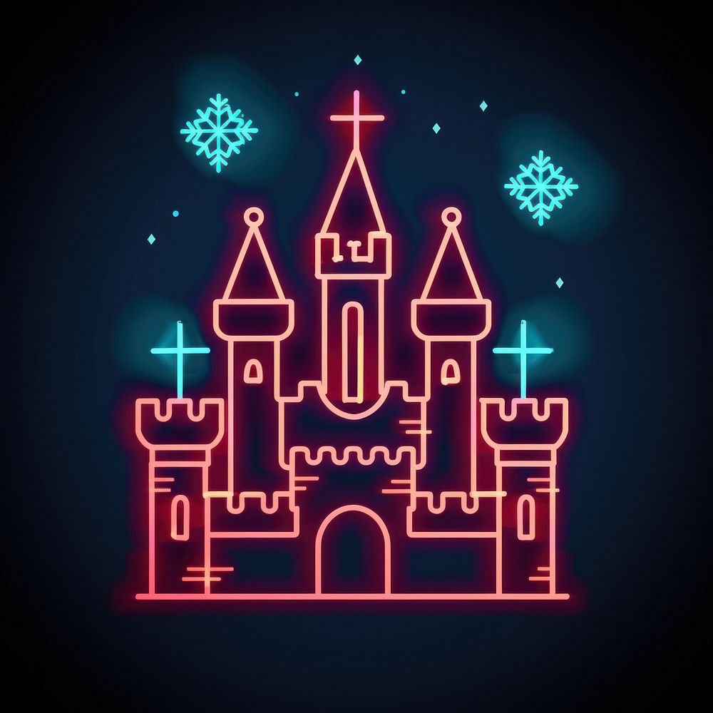 Snow castle neon line spirituality.