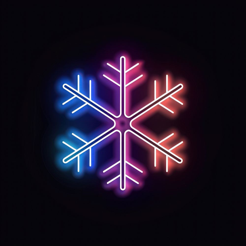 Snow neon snowflake outdoors.