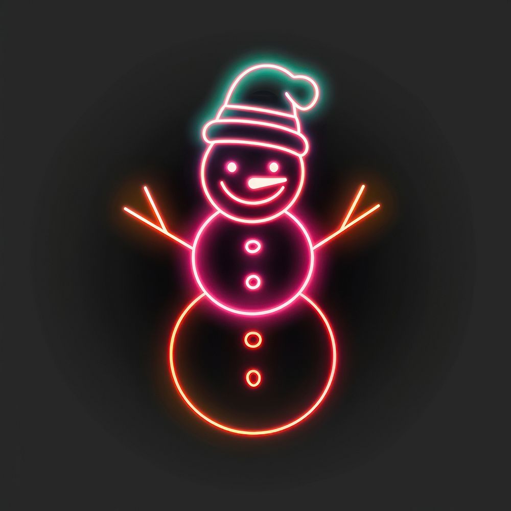 Snowman neon light disk.
