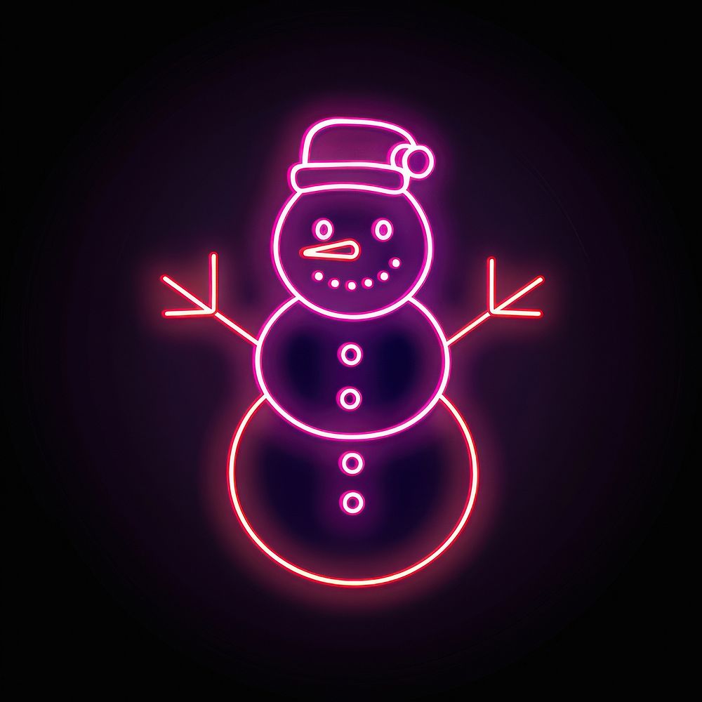 Snowman neon purple line.