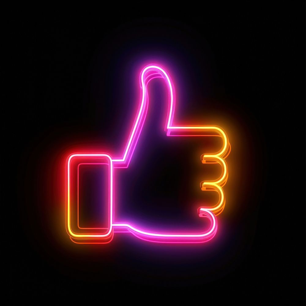 Thumbs up neon light.