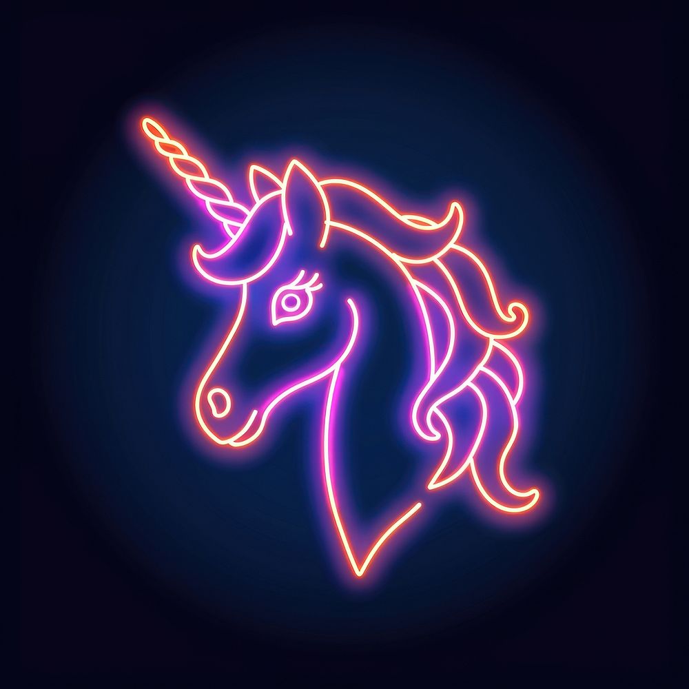 Unicorn head neon astronomy outdoors.