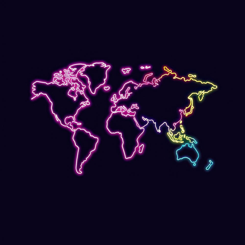 World map purple night line.