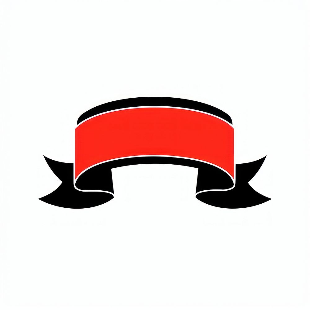 Black red ribbon banner clothing sticker apparel.