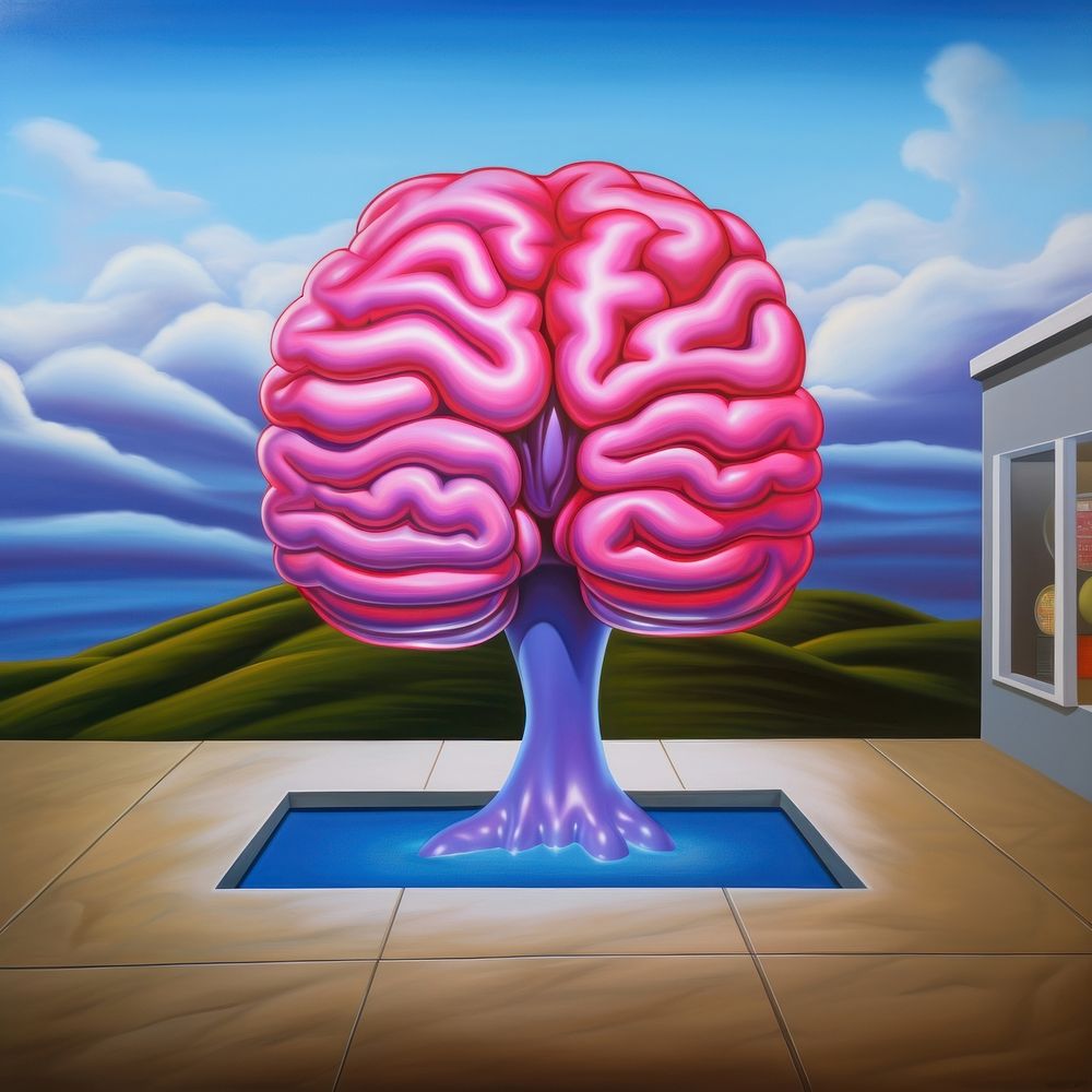 Illustration of a brain painting art invertebrate.