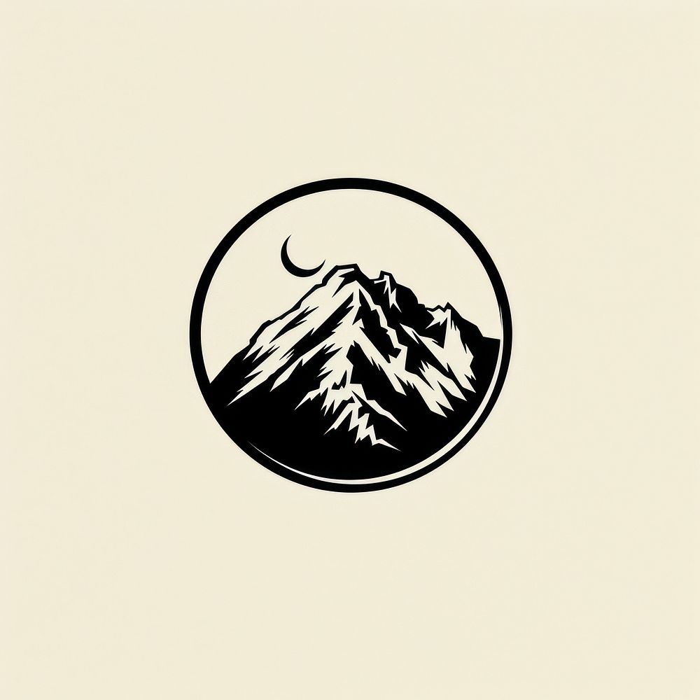 Black minimalist andes mountain logo design drawing stratovolcano tranquility.