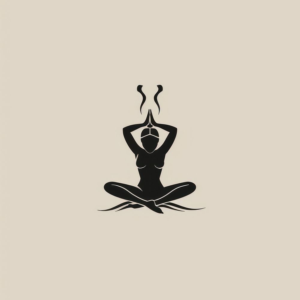 Black minimalist anxiety logo design drawing spirituality cross-legged.