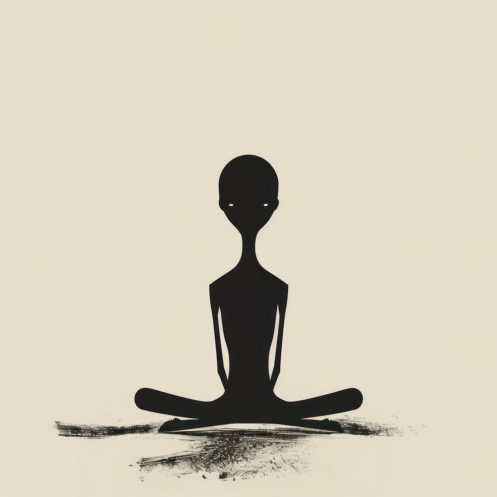 Black minimalist anxiety logo design silhouette drawing spirituality.