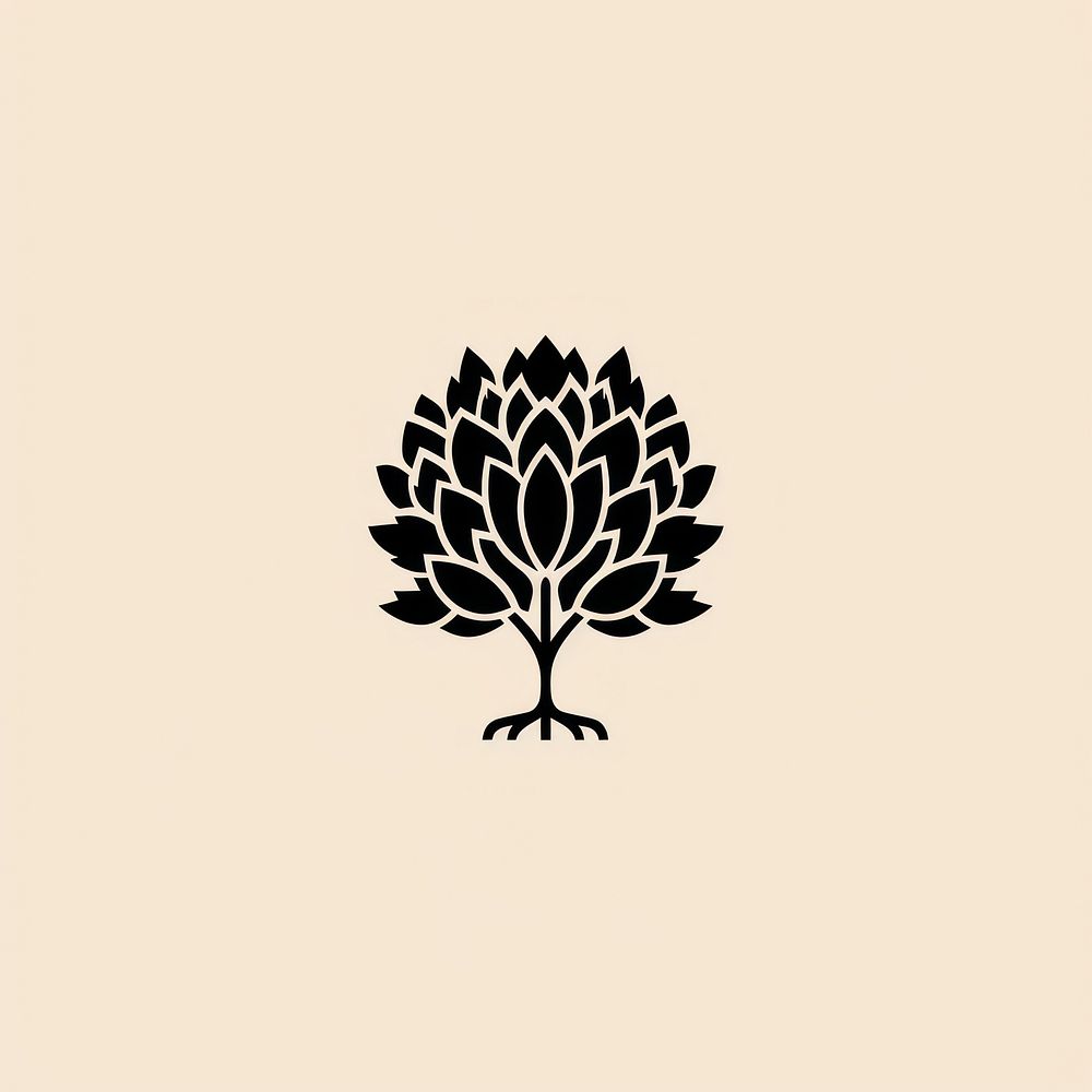 Black minimalist anxiety logo design drawing plant leaf.
