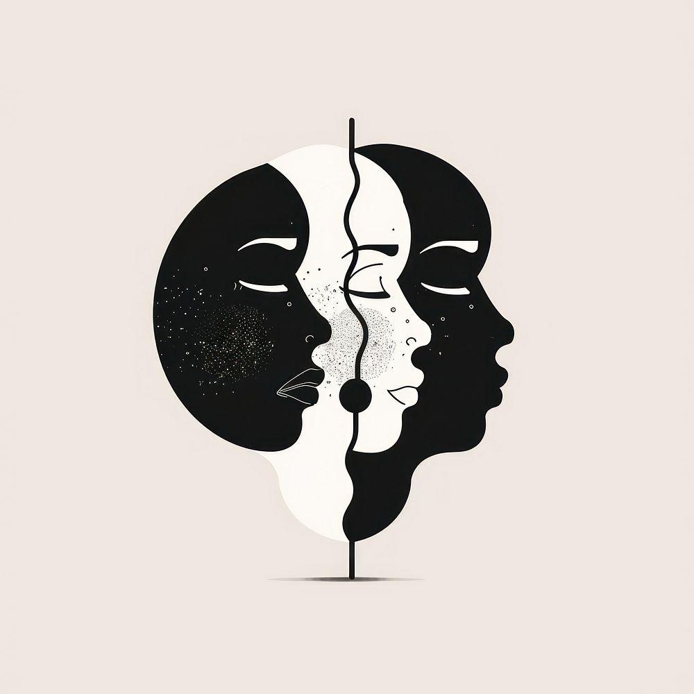 Black minimalist anxiety logo design drawing togetherness creativity.