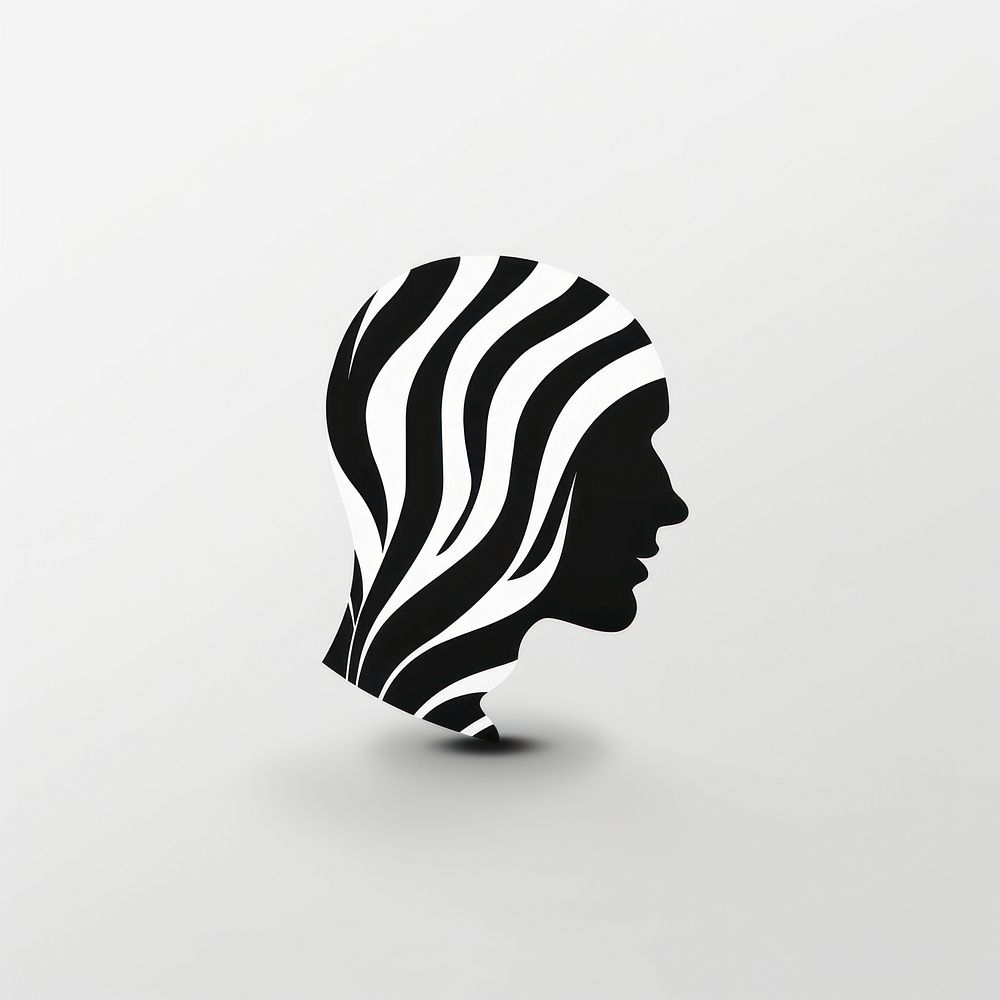 Black minimalist anxiety logo design silhouette drawing representation.