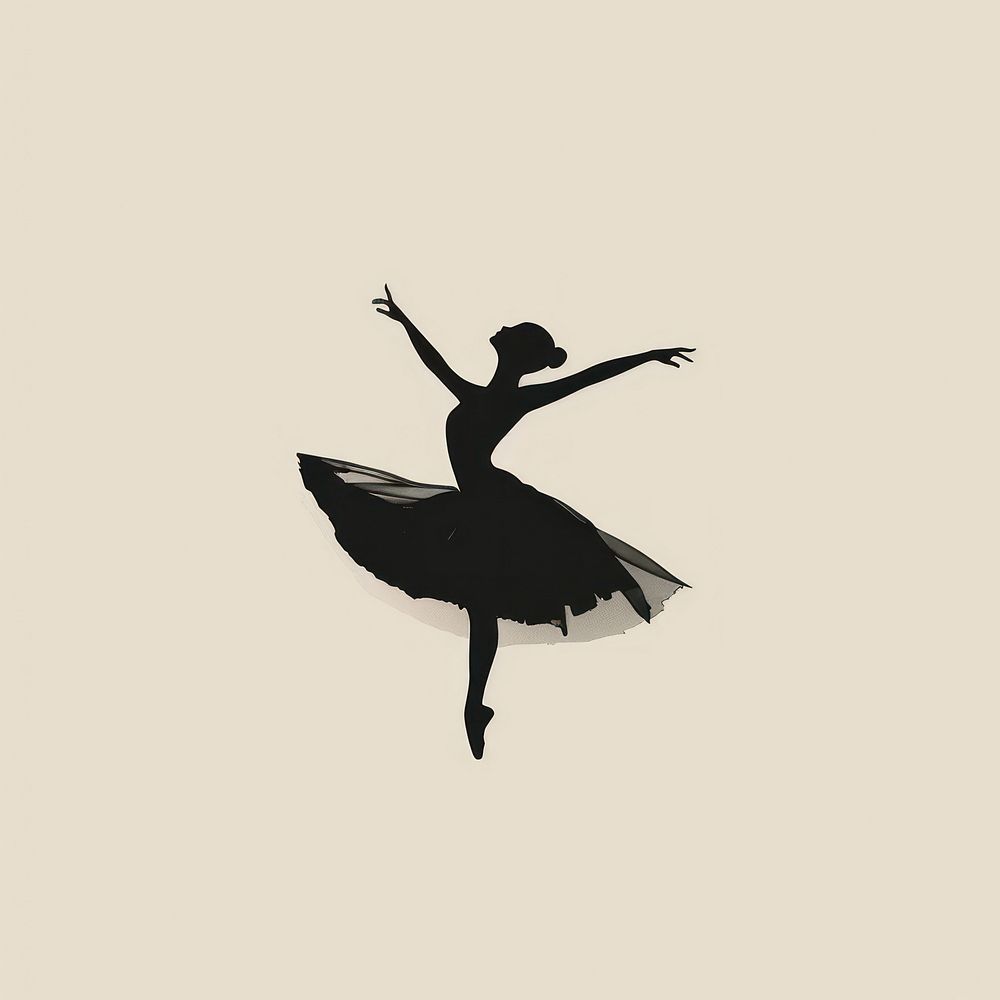 Black minimalist ballerina logo design silhouette dancing ballet.