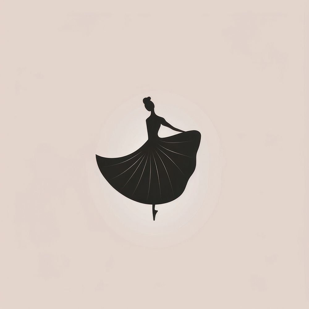 Black minimalist ballerina logo design dancing drawing silhouette.