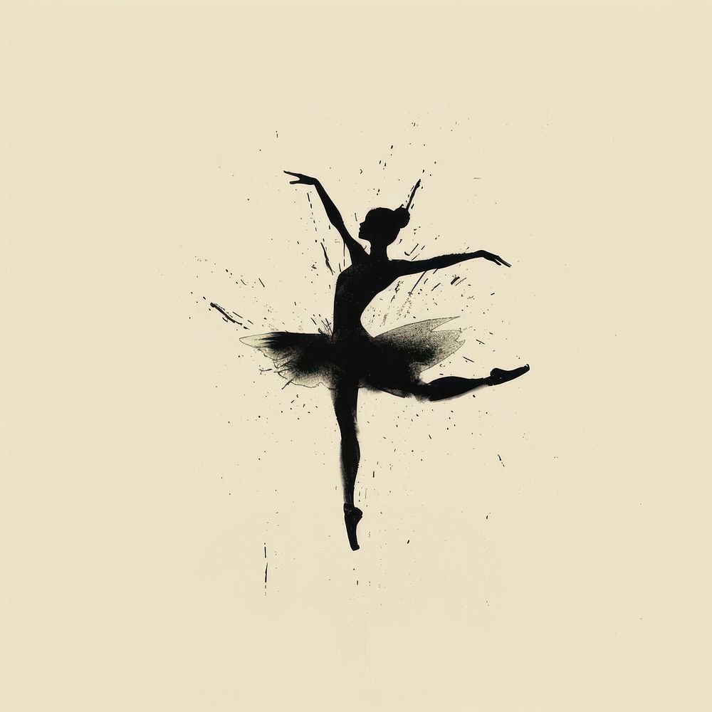 Black minimalist ballerina logo design dancing drawing ballet.