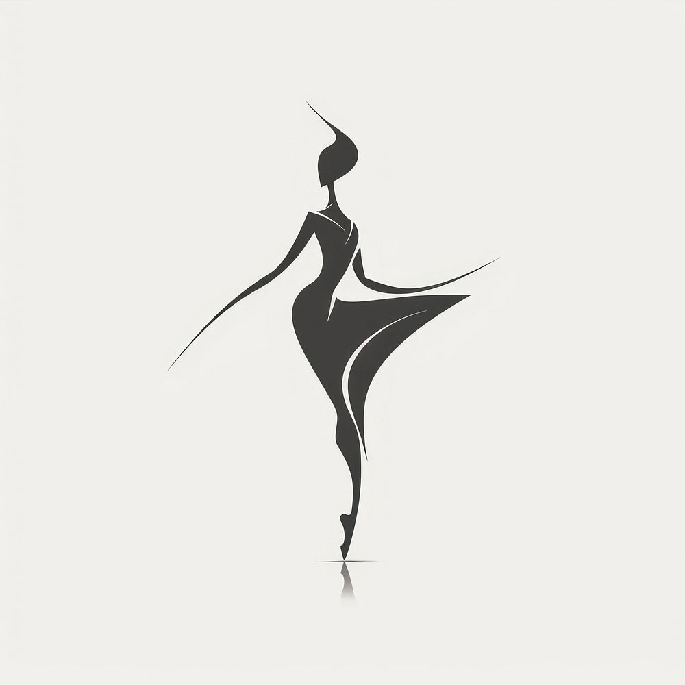 Black minimalist ballerina logo design drawing dancing creativity.