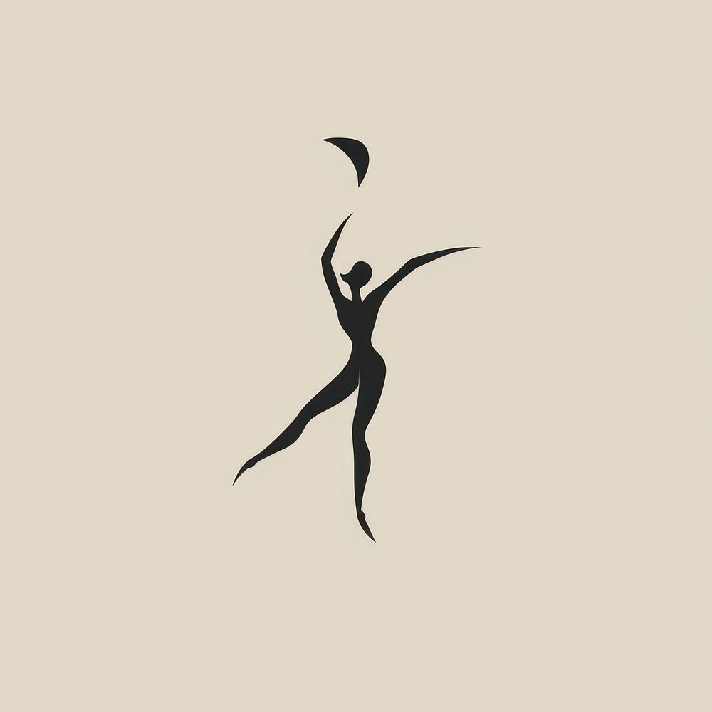 Black minimalist ballerina logo design silhouette dancing drawing.